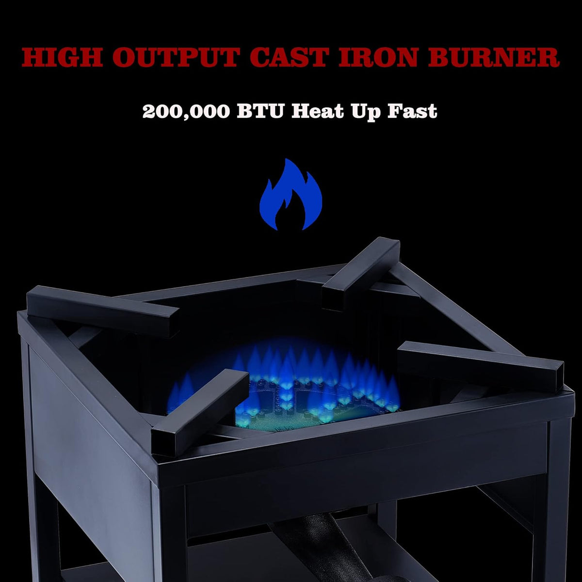 Cast Iron Propane Burner with Adjustable Regulator & Steel Braided Hose D79056
