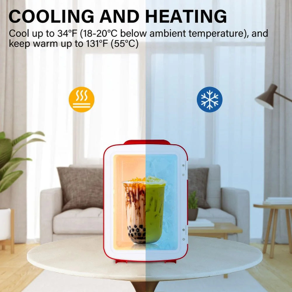Portable Mini Fridge Cooler and Warmer 4L Red U6615
