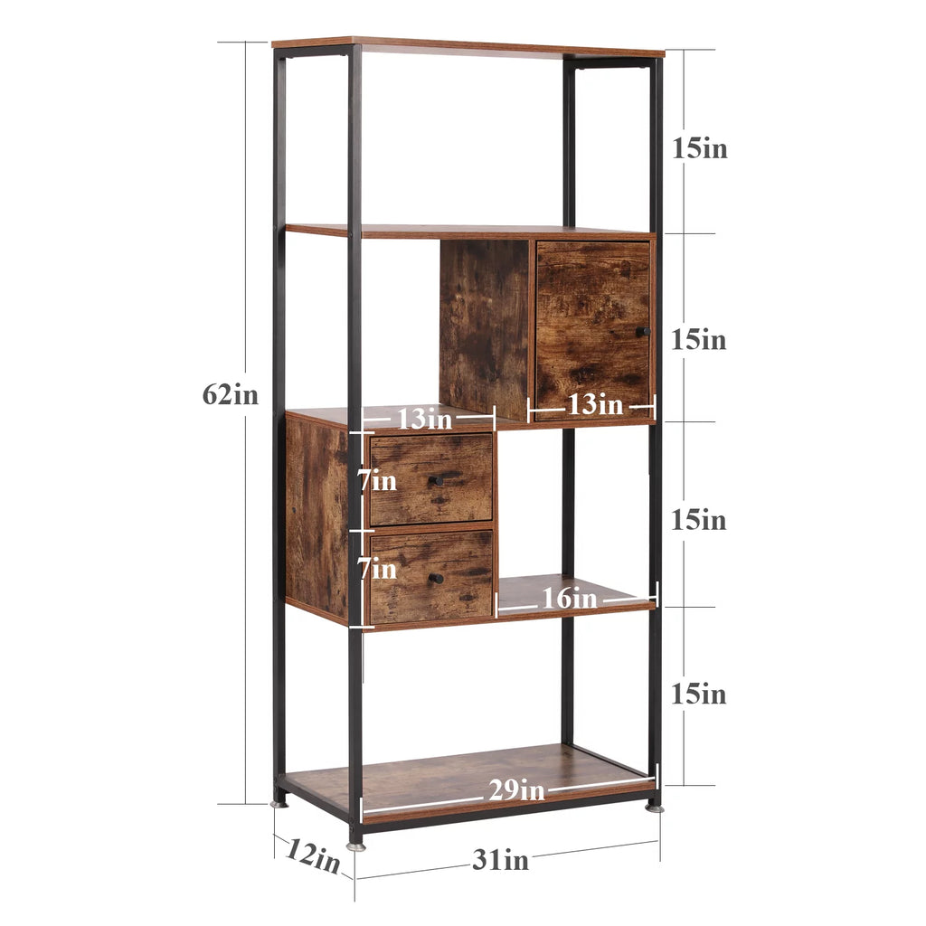 4-Tier Wooden Bookshelf with Drawer Z610