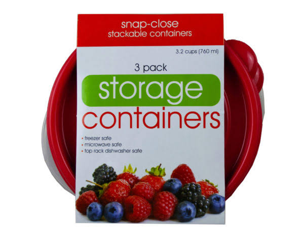 Plastic Round Food Container - Pack of 3 - Case of 18 Q46524