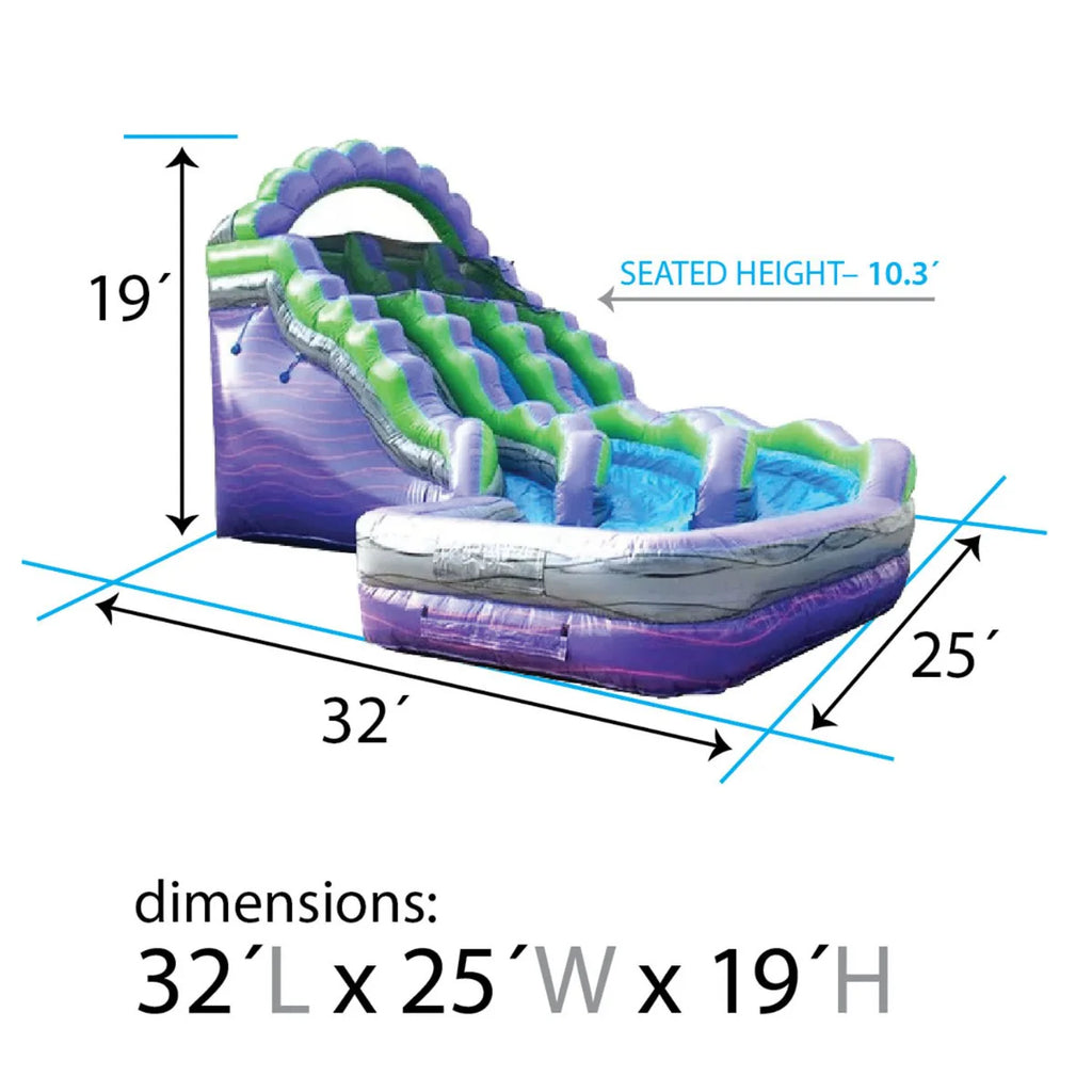 Purple Marble Curved Double Lane Inflatable Water Slide Q378