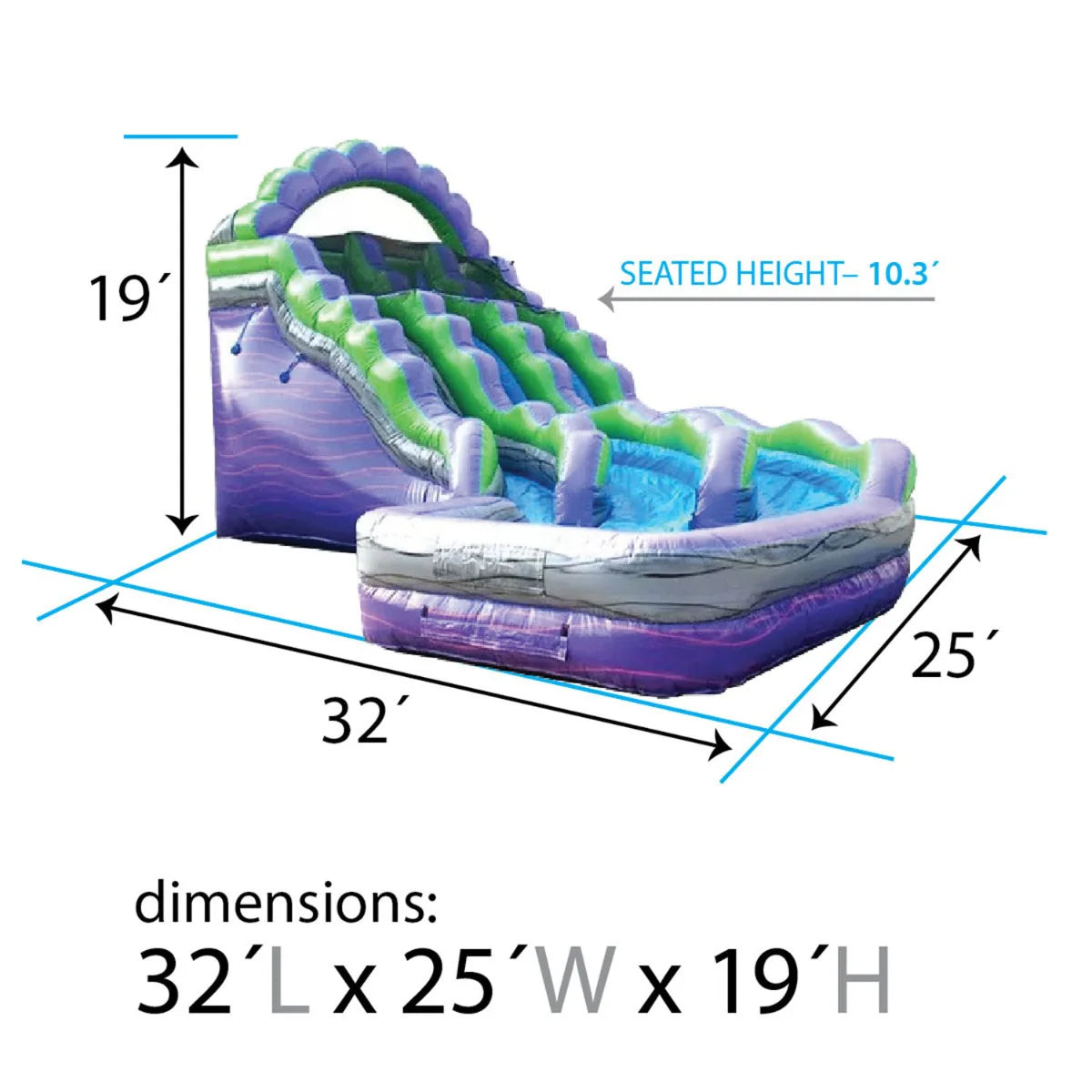 Purple Marble Curved Double Lane Inflatable Water Slide Q378