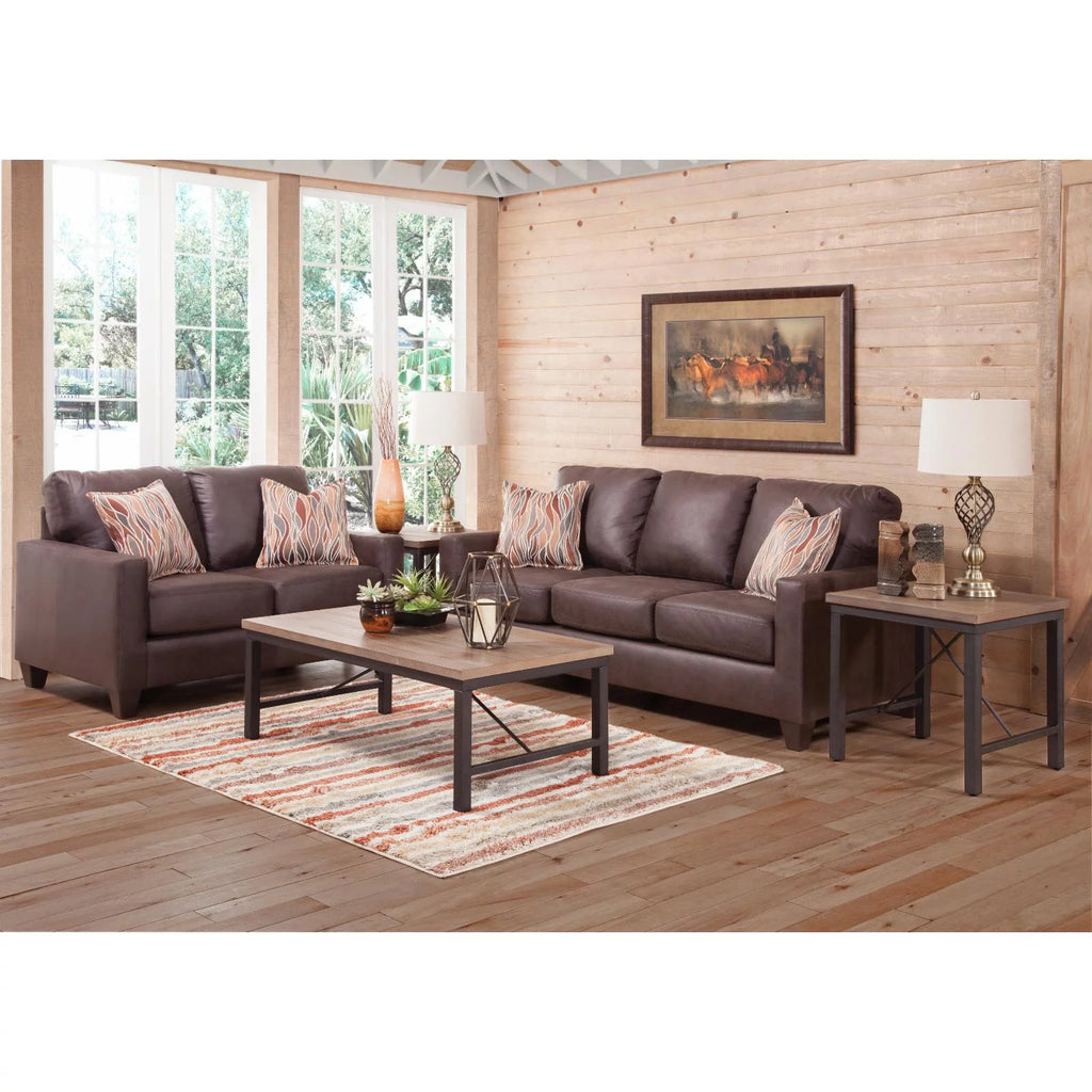 Pinto Brown Square Arm Loveseat O836