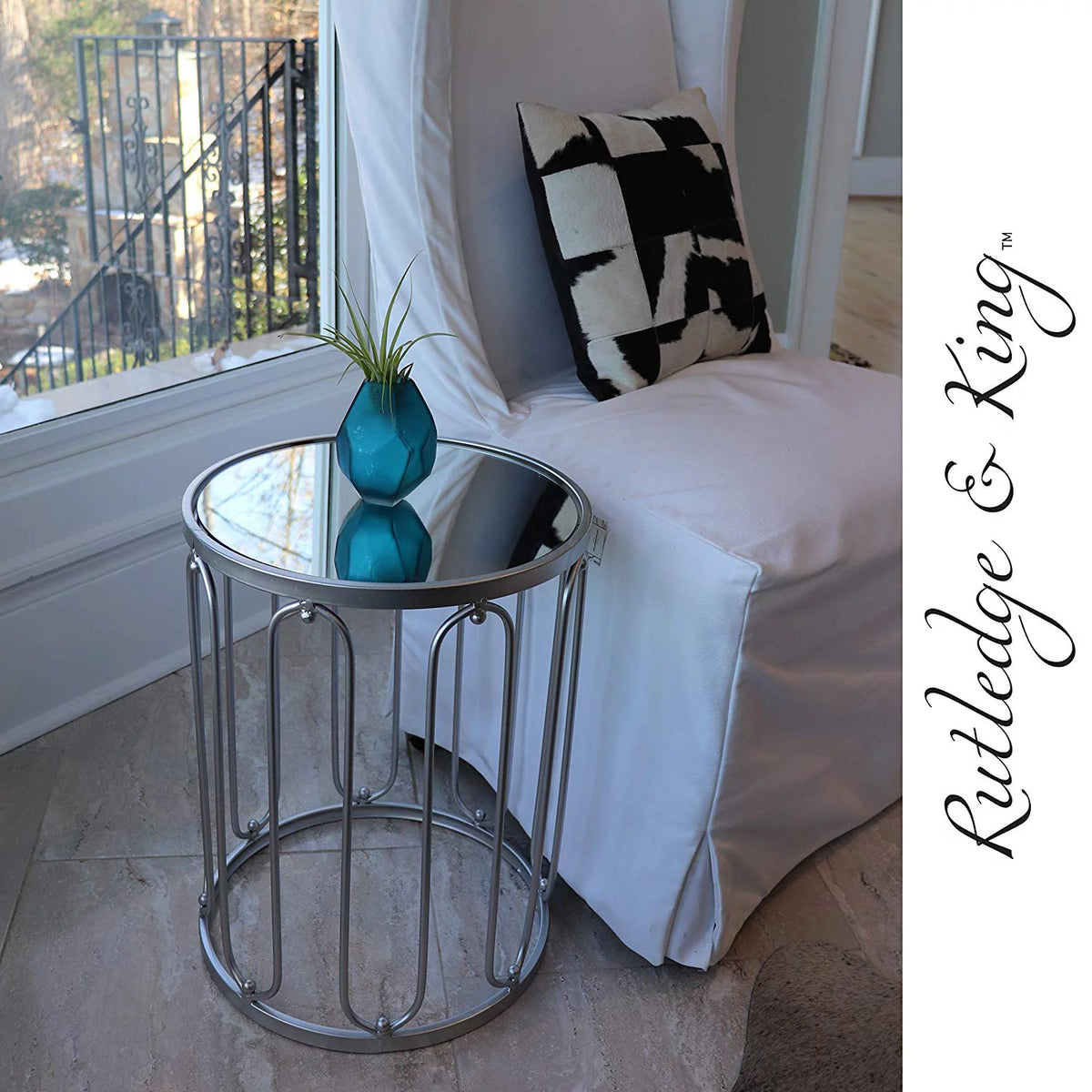 Silver Mirrored End Table Set K33047