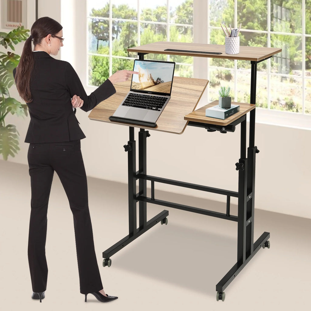 Mobile Stand Up Desk with Wheels W568