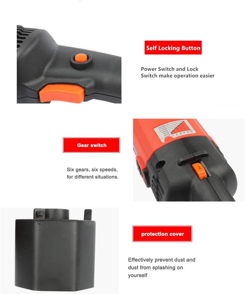 1400W 110V Electric Polisher 6 Speed Adjustable Handheld Sander with 2 Polishing Wheels P4268