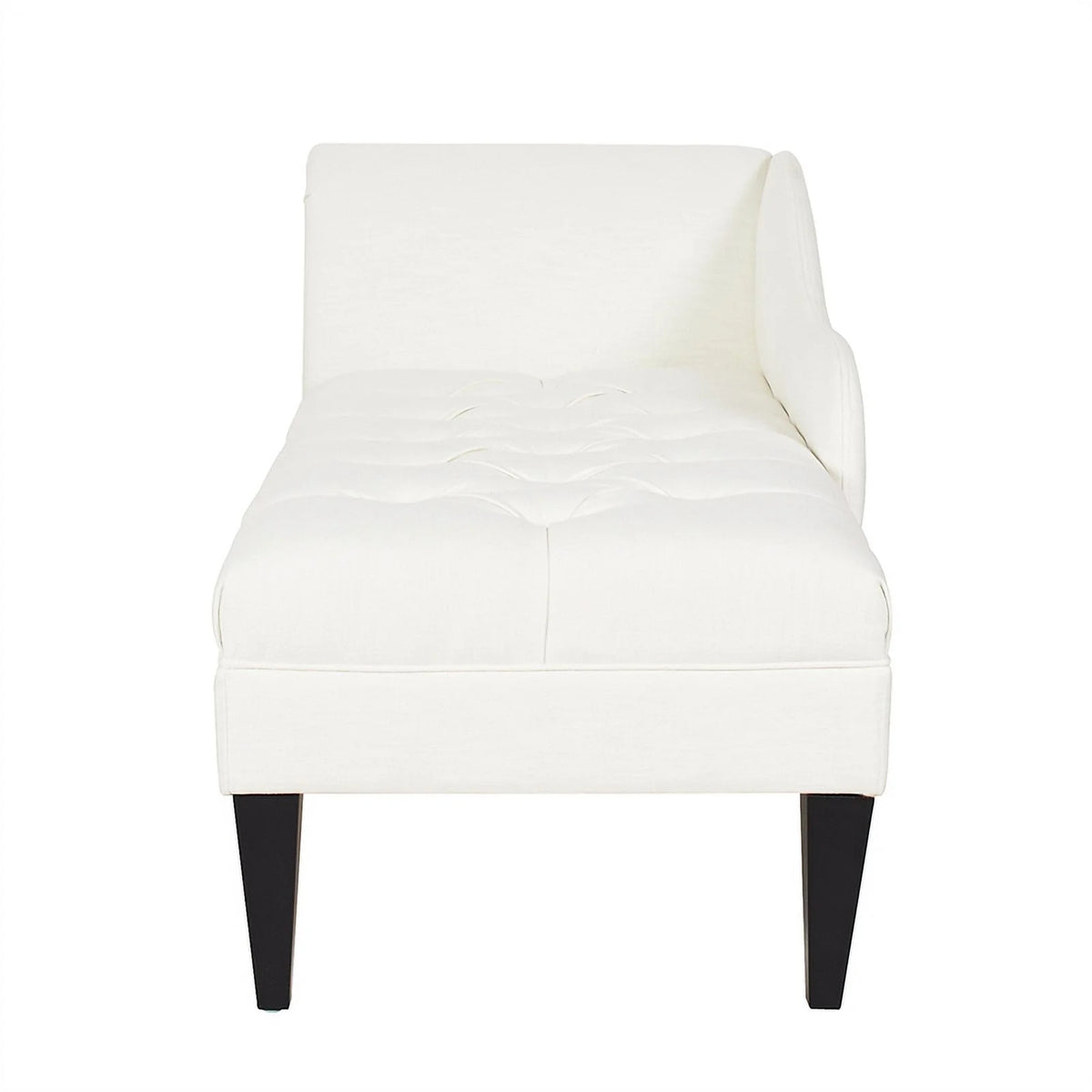 Antique White Hardwood Tufted Roll Arm Chaise Lounge V35329