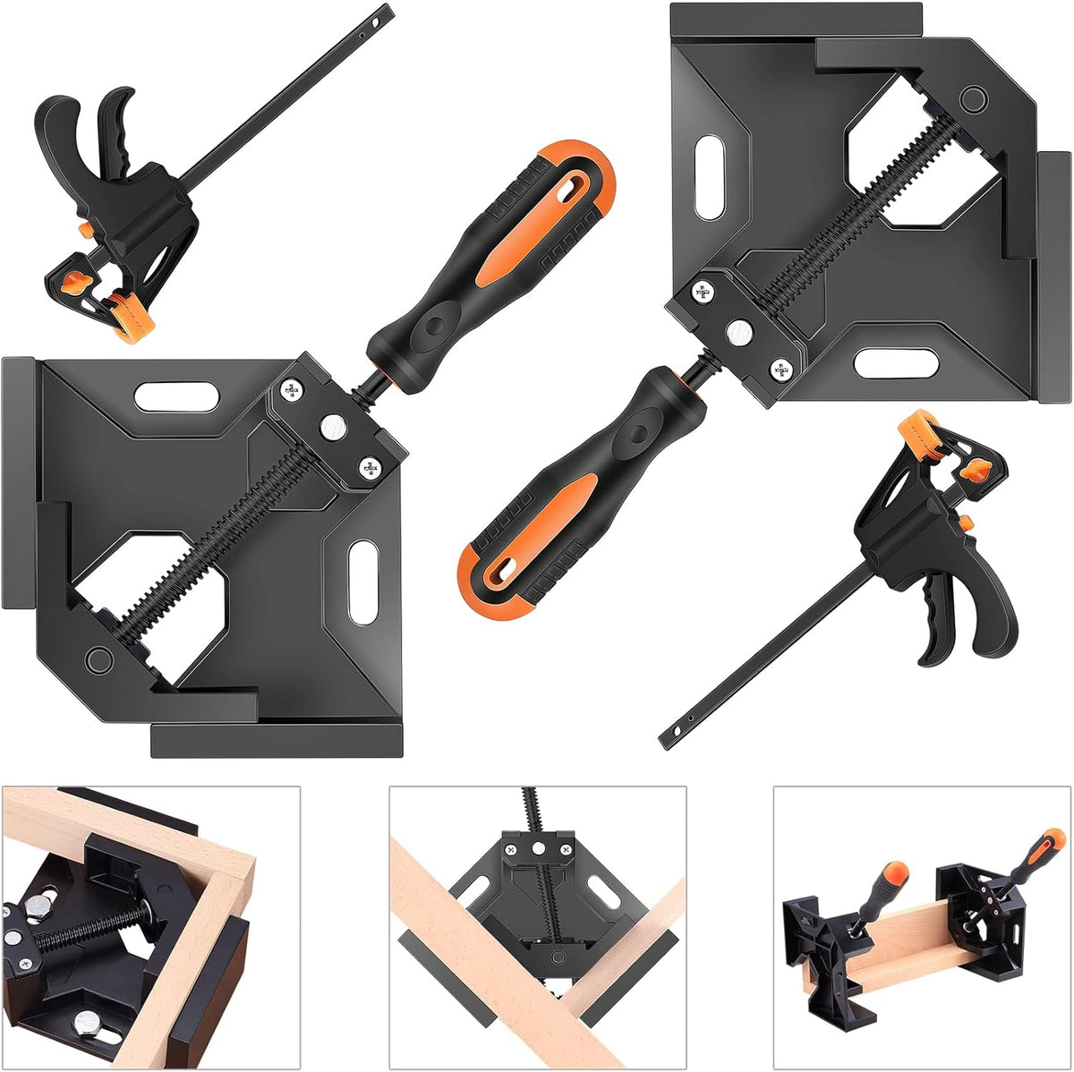Right Angle Clamp, 90 Degree Corner Clamps, 4 Quick Grip Bar Clamps E853731