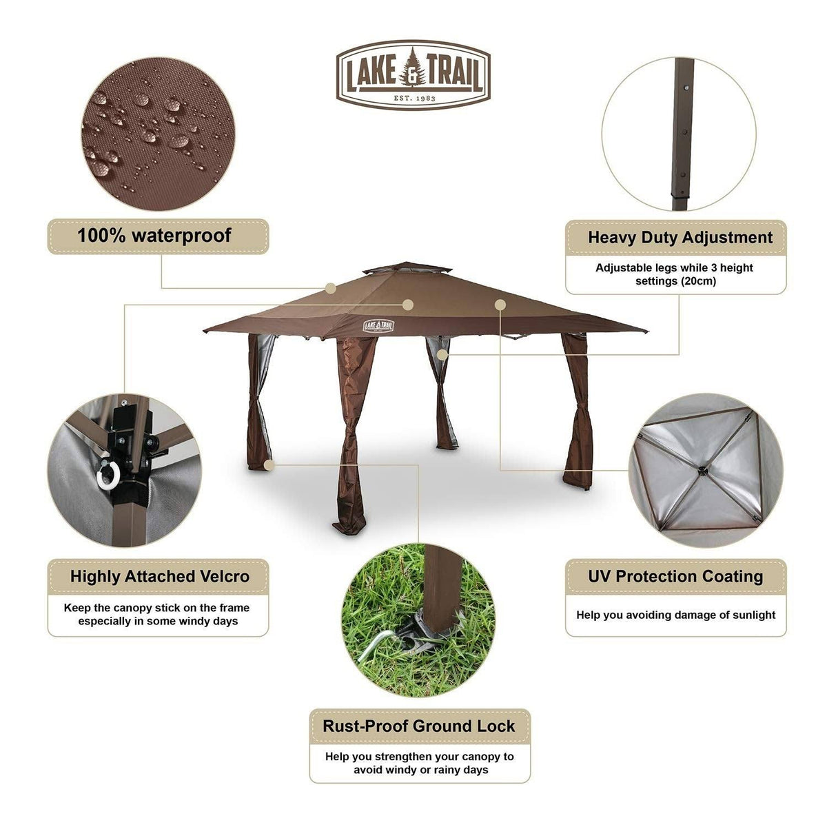13 x 13 Straight Leg Pop-Up Canopy Gazebo G64011