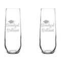 Set of 2 Glass Champagne Flutes 8.5 oz Stemless H9615