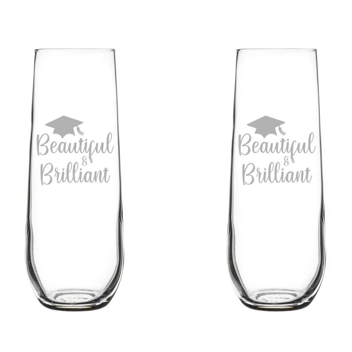 Set of 2 Glass Champagne Flutes 8.5 oz Stemless H9615