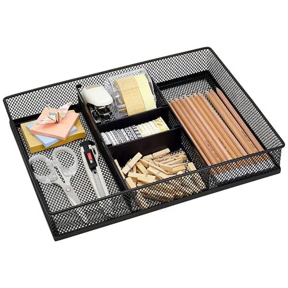 Mesh 3 Slot Desk Drawer Organizer with Adjustable Dividers Y21919