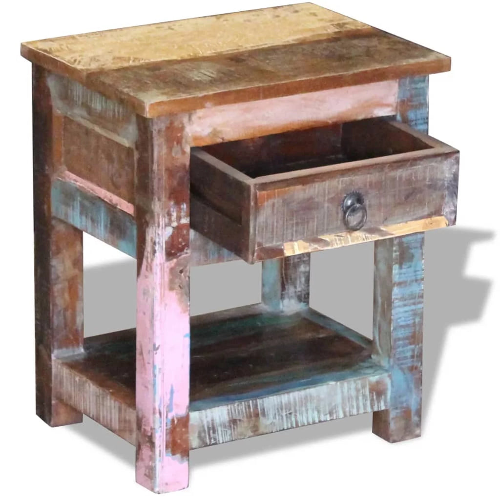 Side Table with 1 Drawer Solid Reclaimed Wood O215712