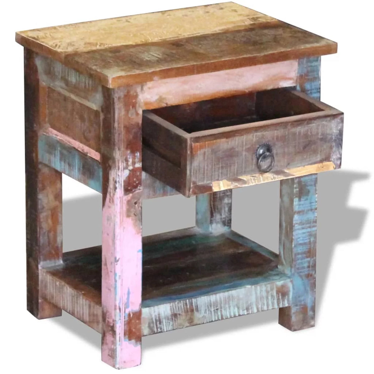 Side Table with 1 Drawer Solid Reclaimed Wood O215712