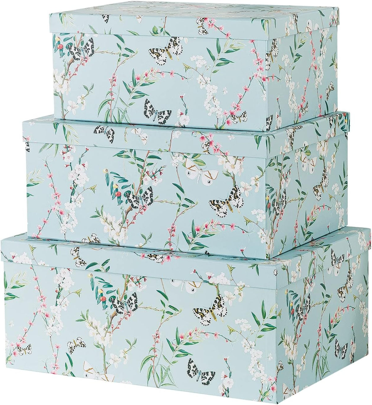 Set of 3 Floral Paperboard Nesting Boxes with Lids F480