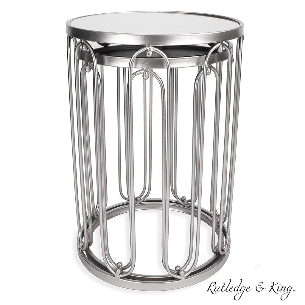 Silver Mirrored End Table Set K33047