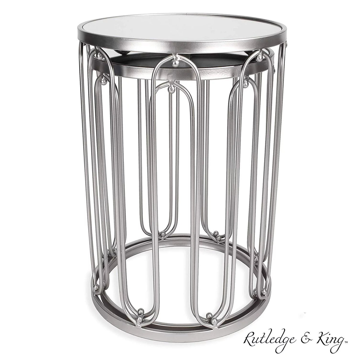 Silver Mirrored End Table Set K33047