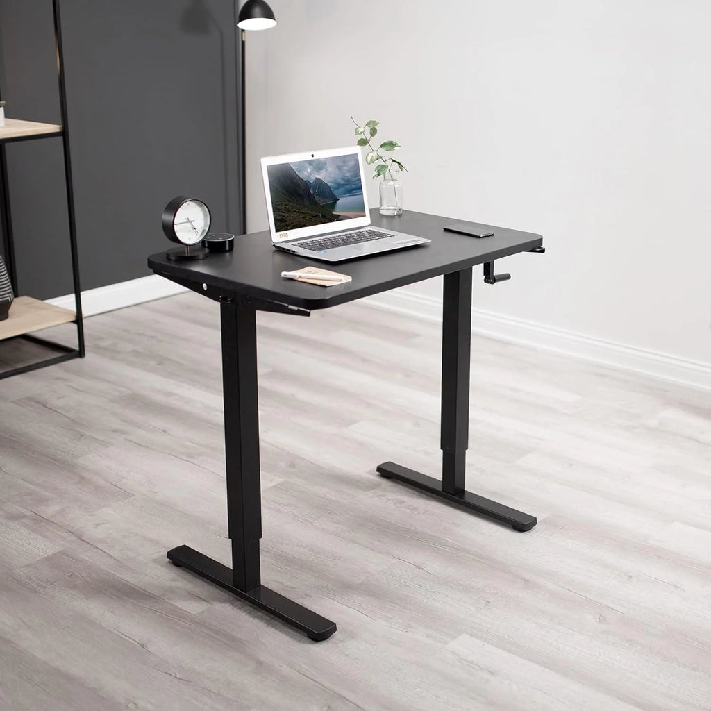 Manual Height Adjustable 36 X 24 Inch Black Standing Desk O24075