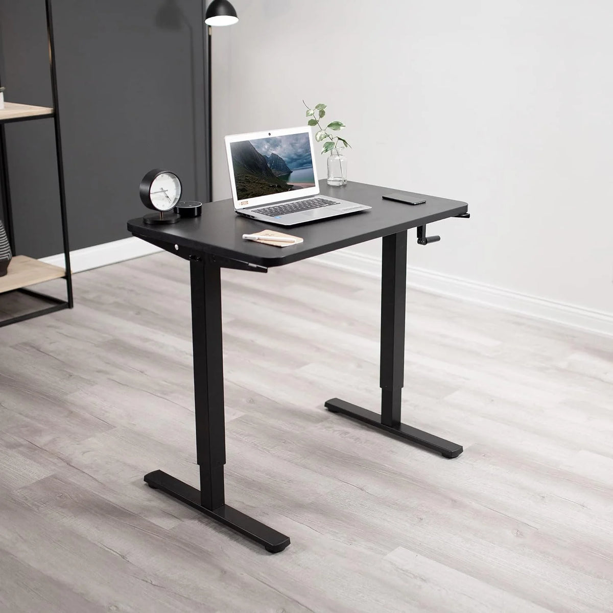 Manual Height Adjustable 36 X 24 Inch Black Standing Desk O24075