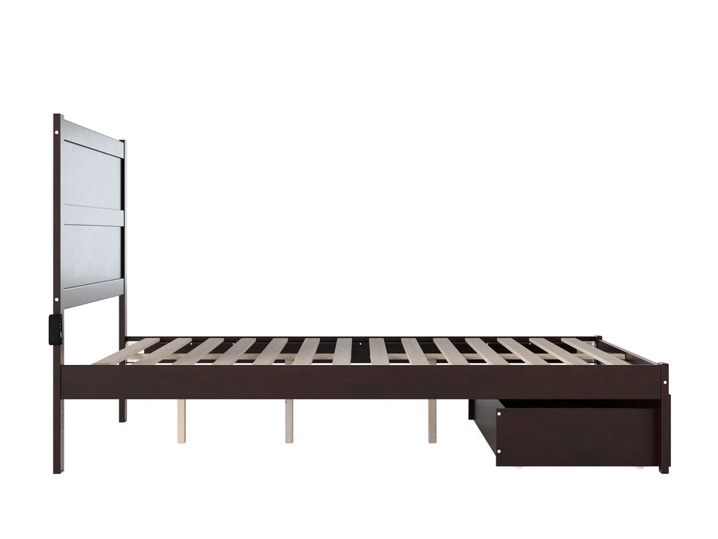14" Queen Wood Platform Bed Frame with Foot Drawer Storage H7435