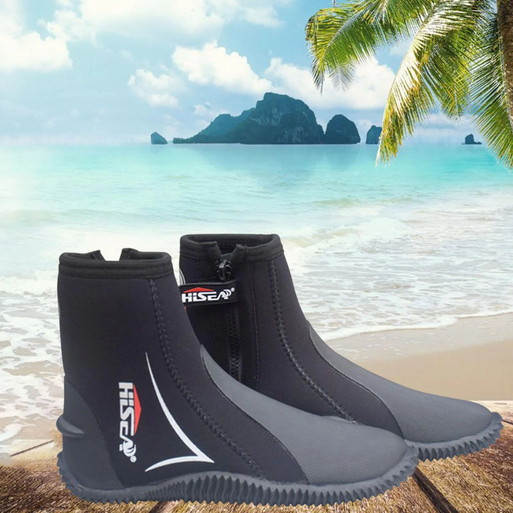 5mm Neoprene Scuba Diving Booties Wetsuit Boots Water Sports Unisex Anti Slip Rubber Sole Swim Surf for Wakeboarding Diving Kayaking Fishing 24.5-25 J663324