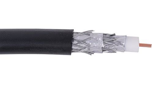 RG6 18AWG Quad Shielded Coaxial Cable, Black, 1000 ft B32584