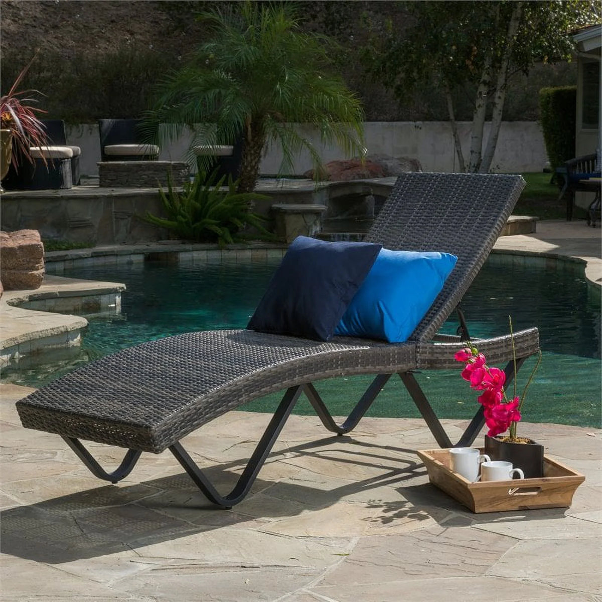 Grey Single Chaise Lounger N2687