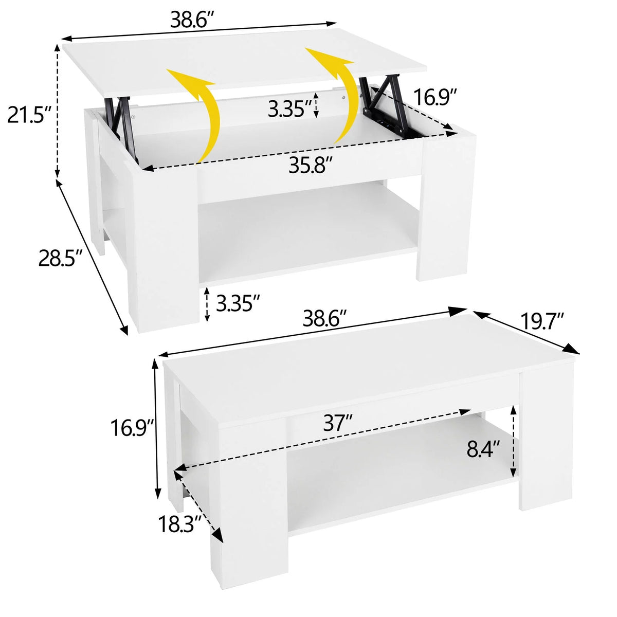 White Lift Up Coffee Table V3016