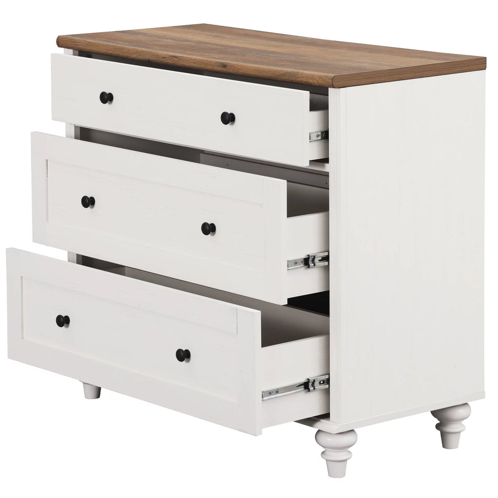 White 3 Drawer Wood Dresser J58613