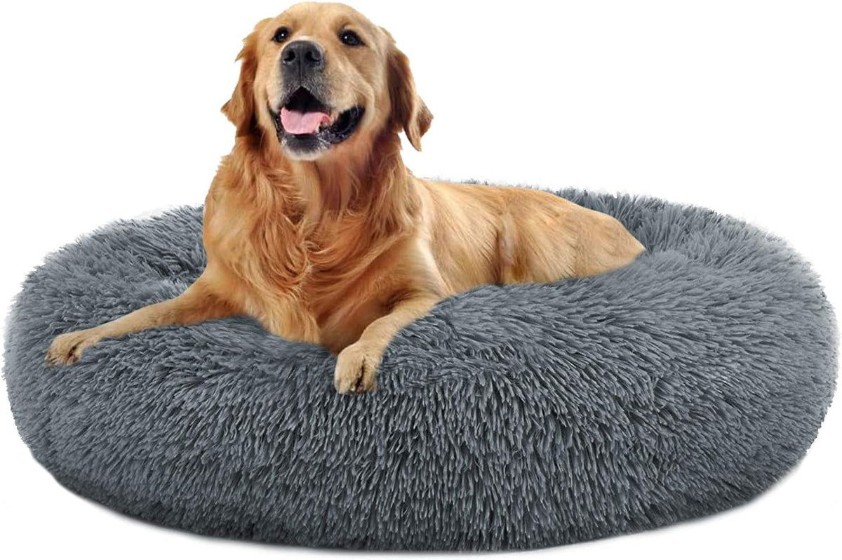 Calming Dog Bed Faux Fur Donut Cuddler Washable Pack of 2 D5358