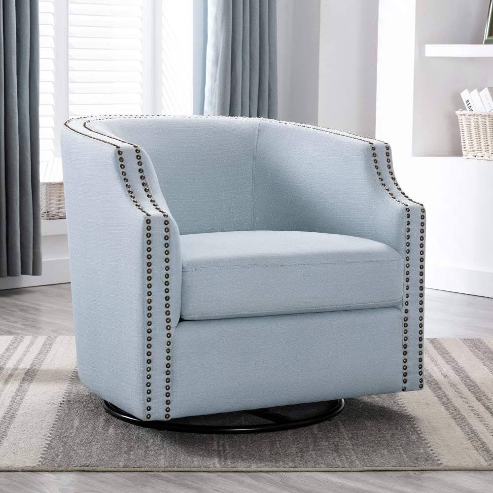 Linen Swivel Barrel Chair W81490