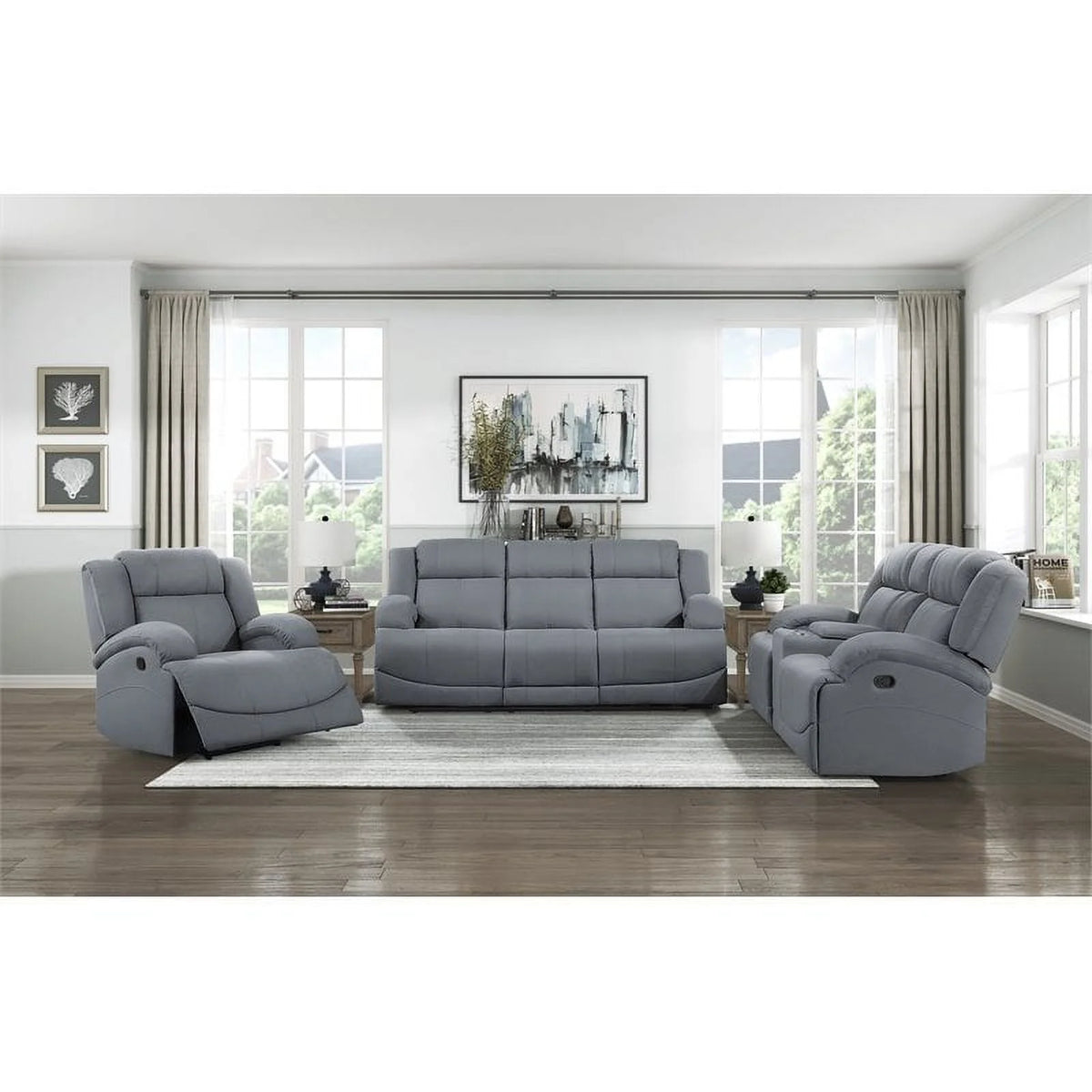 Graphite Blue Microfiber Reclining Chair U46689